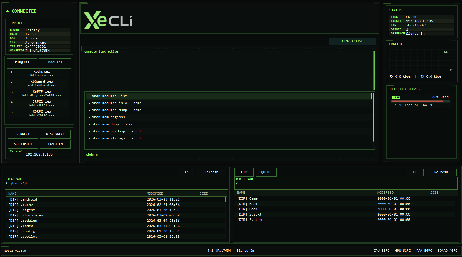 XeTerminal interface